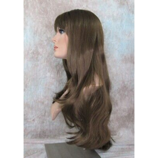 ROSEMARY | Medium Brown Long Layers Wig Full Bangs Skin Part 