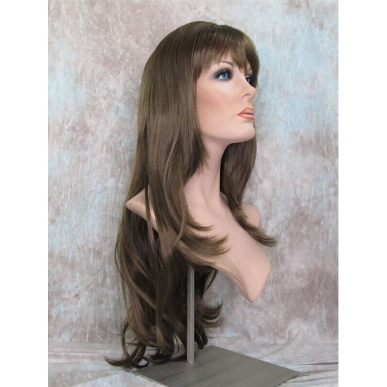 ROSEMARY | Medium Brown Long Layers Wig Full Bangs Skin Part 