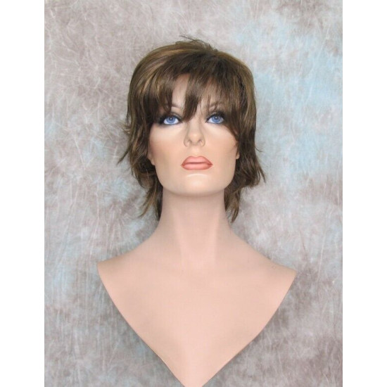 SWANNA | Med Brown Strawberry Short Wig Shorter Full Body Layers Bangs 