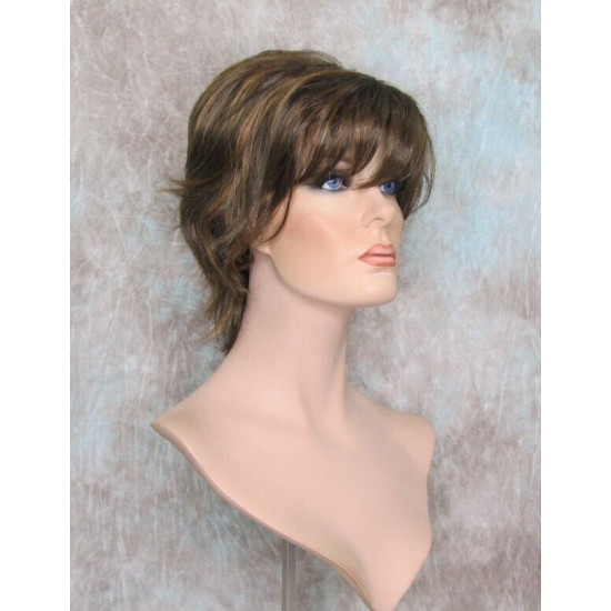 SWANNA | Med Brown Strawberry Short Wig Shorter Full Body Layers Bangs 
