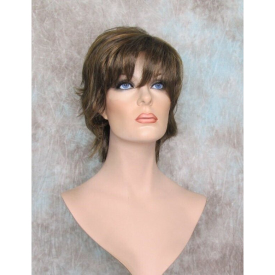 SWANNA | Med Brown Strawberry Short Wig Shorter Full Body Layers Bangs 