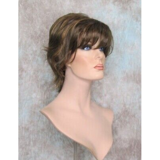 SWANNA | Med Brown Strawberry Short Wig Shorter Full Body Layers Bangs 