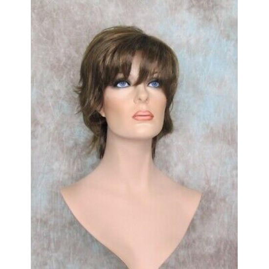 SWANNA | Med Brown Strawberry Short Wig Shorter Full Body Layers Bangs 