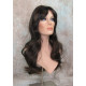 LINDA B | Darkest Brown Auburn Long Wig Layers Bangs Skin Part Gentle Waves 