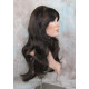 LINDA B | Darkest Brown Auburn Long Wig Layers Bangs Skin Part Gentle Waves 