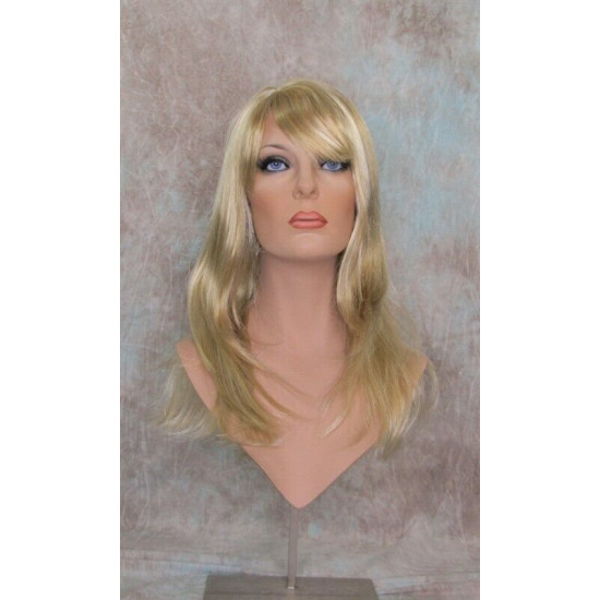 ALICIA | Golden Blonde Mix Long Wig Layers Skin Part Bangs 
