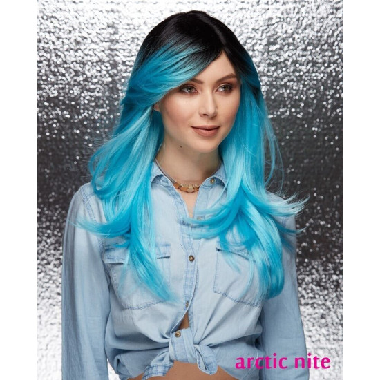 HIPSTER | Turquoise Dark Roots Long Wig Layers Heat OK Artic Nite