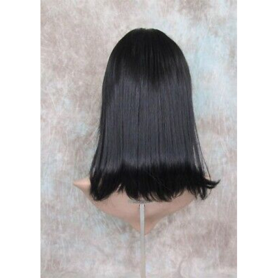 CHEYENNE | Natural Black Medium Wig Beveled Face Frame Layers Skin Part Bangs 