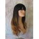 TOKYO | Brown Dark Root Long Wig Straight Layers Skin Crown Bangs TB427N