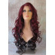 HS BOSTON | Burgundy & Dark Brown Long Wig Curls Side Swept Bangs HEAT OK