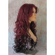 HS BOSTON | Burgundy & Dark Brown Long Wig Curls Side Swept Bangs HEAT OK