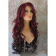 HS BOSTON | Burgundy & Dark Brown Long Wig Curls Side Swept Bangs HEAT OK