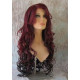 HS BOSTON | Burgundy & Dark Brown Long Wig Curls Side Swept Bangs HEAT OK