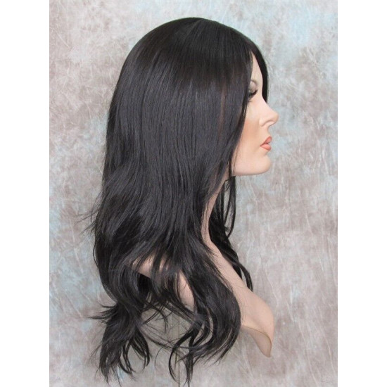 SUNDAY | Darkest Brown Long Beachy Waves Wig Heat OK Long Bangs Skin Part 