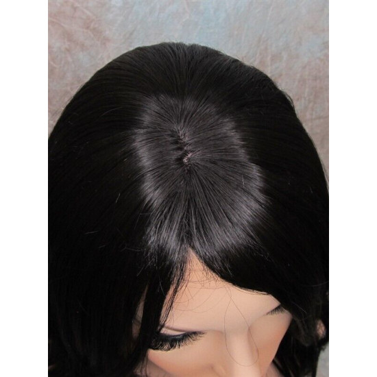 SUNDAY | Darkest Brown Long Beachy Waves Wig Heat OK Long Bangs Skin Part 