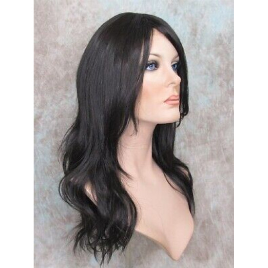 SUNDAY | Darkest Brown Long Beachy Waves Wig Heat OK Long Bangs Skin Part 