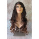 HS BOSTON | Dark Brown to Auburn Long Wig Curls Side Swept Bangs HEAT OK 
