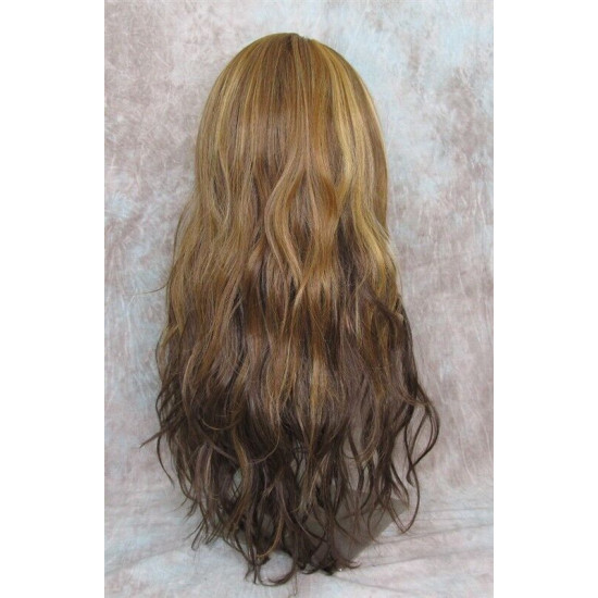 CALA | Medium Brown Long Wig Heat OK 24" Layers Waves Bangs Skin Part 