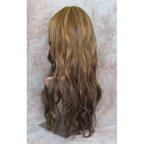 CALA | Medium Brown Long Wig Heat OK 24" Layers Waves Bangs Skin Part 
