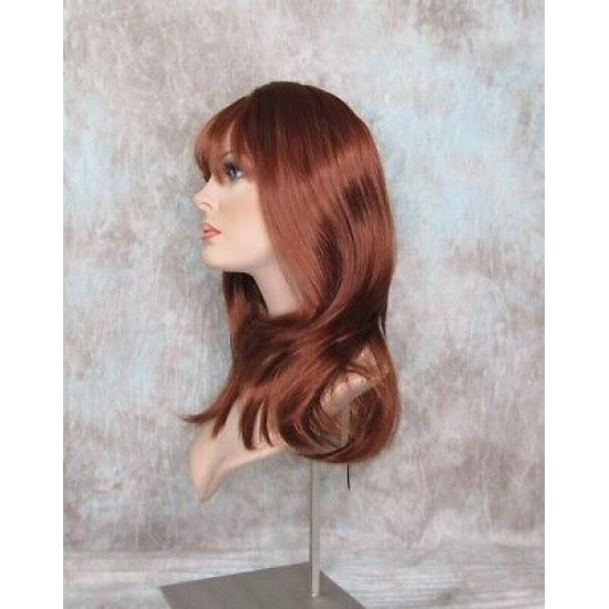ALICIA | Copper Red Long Wig Layers Skin Part Full Bangs 