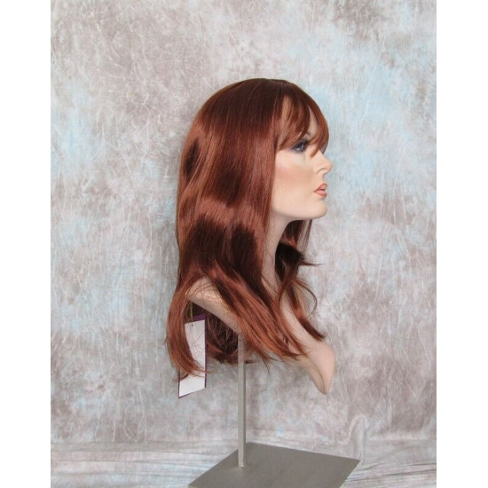 ALICIA | Copper Red Long Wig Layers Skin Part Full Bangs 