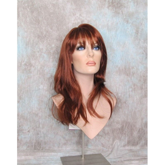 ALICIA | Copper Red Long Wig Layers Skin Part Full Bangs 