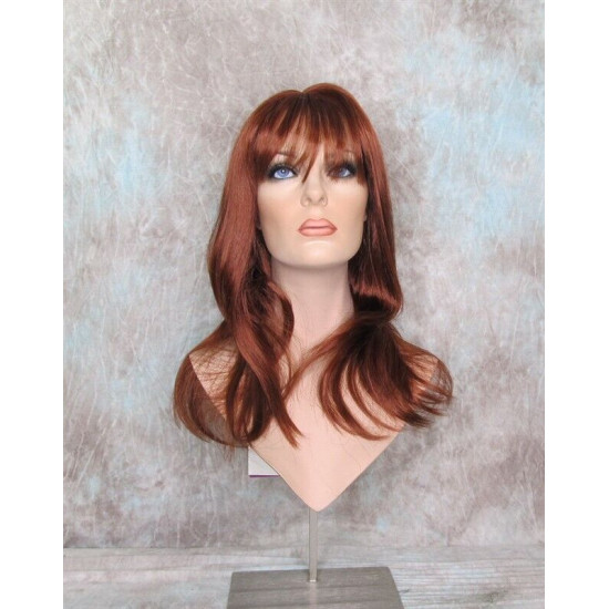 ALICIA | Copper Red Long Wig Layers Skin Part Full Bangs 