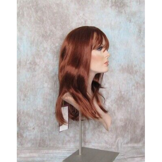 ALICIA | Copper Red Long Wig Layers Skin Part Full Bangs 