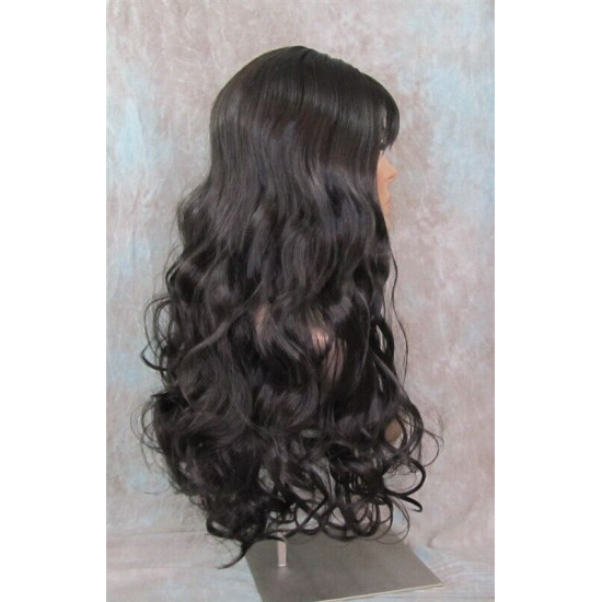 ANDREA | Dark Brown Long Wig Longer Curls Skin Part Bangs 24" 