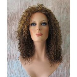 HS CHAKA | Medium Brown Mix Partial 3/4 Wig Small Curls Combs 
