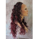 HS FREEDOM | Black Burgundy Partial 3/4 Wig Long Waves Combs Drawstring Heat OK 