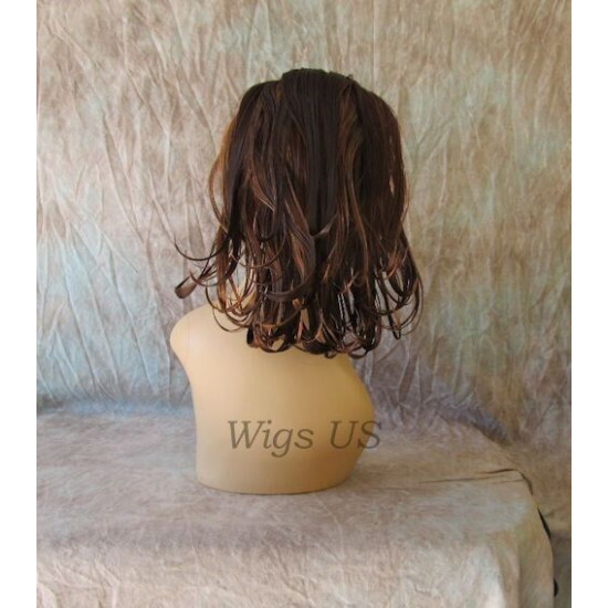 LT36 | Strawberry Auburn Mix Drawstring Medium Length Slight Wet Look 