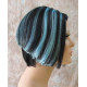 BLUSH | Black Turquoise Short Wig Bob Skin Part Wigs Cosplay Costume 