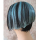 BLUSH | Black Turquoise Short Wig Bob Skin Part Wigs Cosplay Costume 