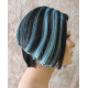 BLUSH | Black Turquoise Short Wig Bob Skin Part Wigs Cosplay Costume 