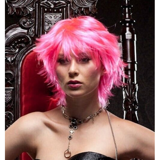 JINX | Hot Pink Short Wig Messy Layers Shag COSPLAY Bangs 