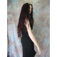 GODDESS | Black Burgundy Long Wig Crimp Waves Skin Part Cosplay Costume