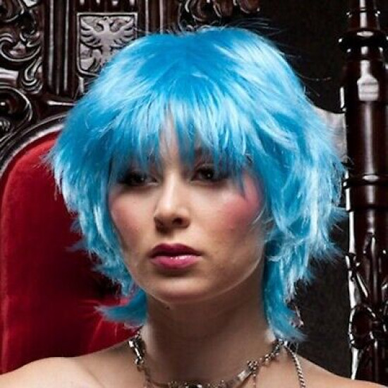 JINX | Cool Blue Short Wig Messy Layers Shag COSPLAY Bangs 