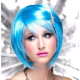 MYSTIC| Cool Blue Short Wig Smooth Bob Bangs Anime Cosplay Costume 
