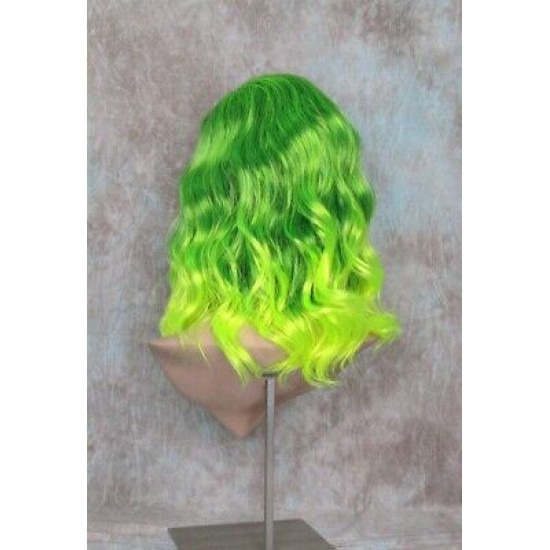 ECSTACY | Mojito Green Light Green Ombre Costume Wig 15" Beach Waves Side Part 
