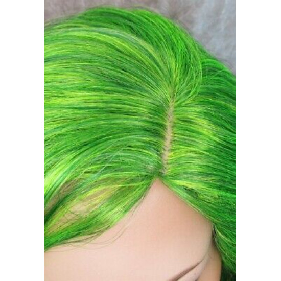 ECSTACY | Mojito Green Light Green Ombre Costume Wig 15" Beach Waves Side Part 