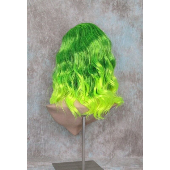 ECSTACY | Mojito Green Light Green Ombre Costume Wig 15" Beach Waves Side Part 
