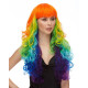 CHROMA | Sepia Rainbow Colors Long Curls Wig HEAT OK Multi-Color 24" US Seller