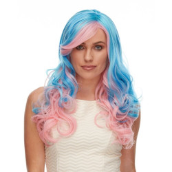 VENUS | Long Curls Blue Over Pink Unicorn 19" HEAT OK US Seller Sepia 