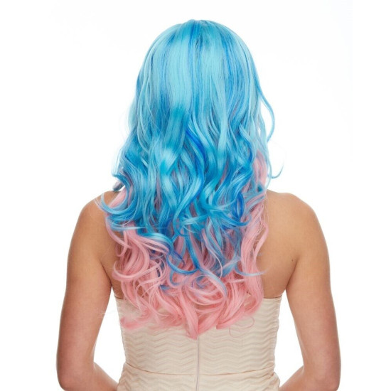 VENUS | Long Curls Blue Over Pink Unicorn 19" HEAT OK US Seller Sepia 