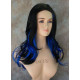 VANITY | Dark Blue Black Mix Long Wig Gentle Waves Full Skin Top Wigs 