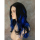 VANITY | Dark Blue Black Mix Long Wig Gentle Waves Full Skin Top Wigs 
