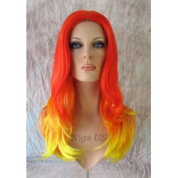 PRECIOUS | Red to Yellow Long Wig Skin Top Wavy Layers Wigs KAF7TKAF2