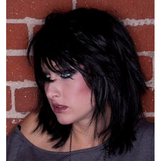 KHARMA | Black/Onyx Medium Wig Anime Cosplay Layered Bangs Blush by Sepia 