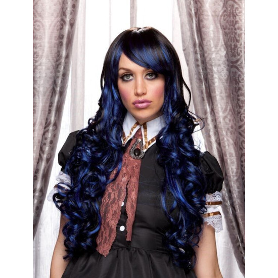 JOI | Blue Shadow Long Lolita Wig Curly Clip On Pony Tails Cosplay Anime Blush 